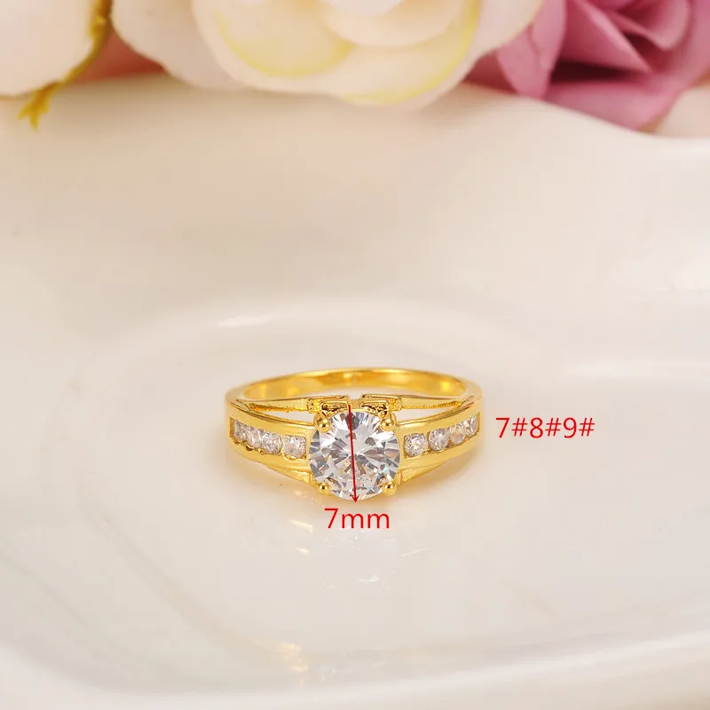 Fashion Finger Band Gold Color Ring Women White Rainstone Engagement Wedding Bridal Jewelry Men Custom AccessoriesLover Gifts