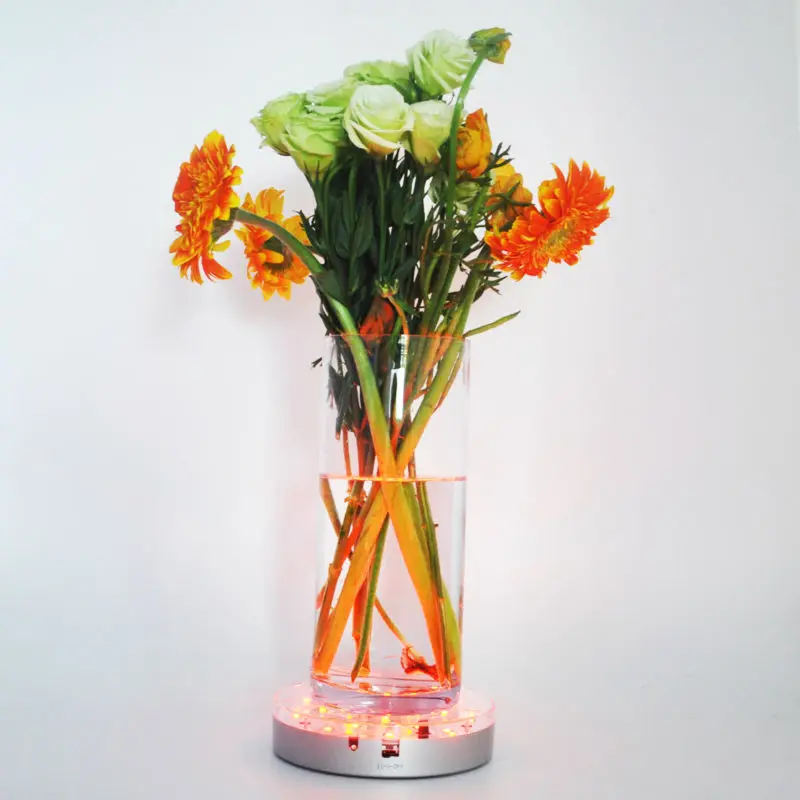 

Centerpiece Lighting!!! 15CM Round Multicolors LED Under Vase LED Light Base Rechargeable Remote Controlled Battery Base Light