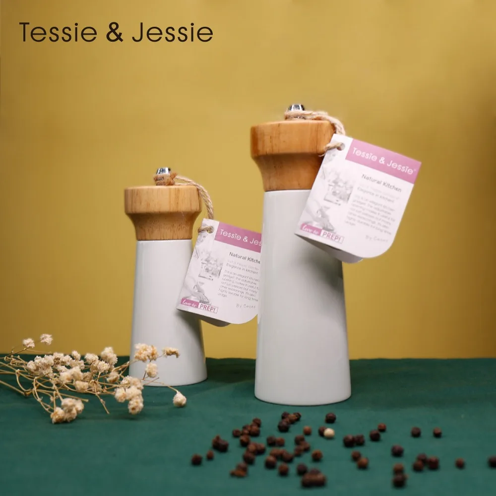 Wooden Pepper Grinder Sea Salt Pepper Shakers Set Smooth Manual Effortless Mills Lighthouse Shaped By Tessie & Jessie