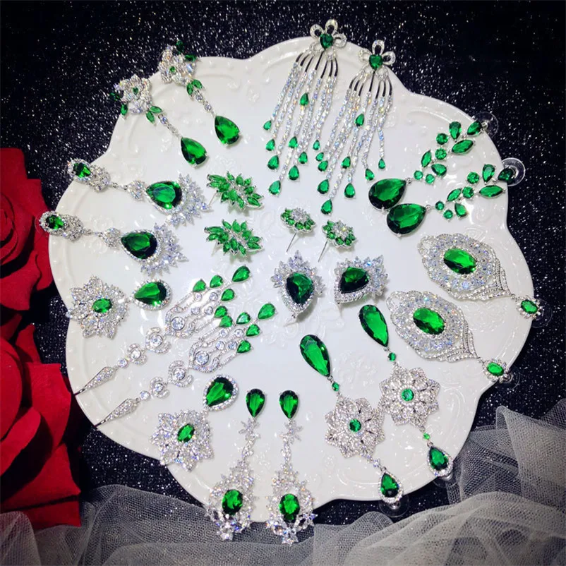 S925 Sterling Drop Earring For Women Vintage Created Emerald Fine Jewelry Long Cubic Zirconia Eardrop Trendy Temperament Brincos 2