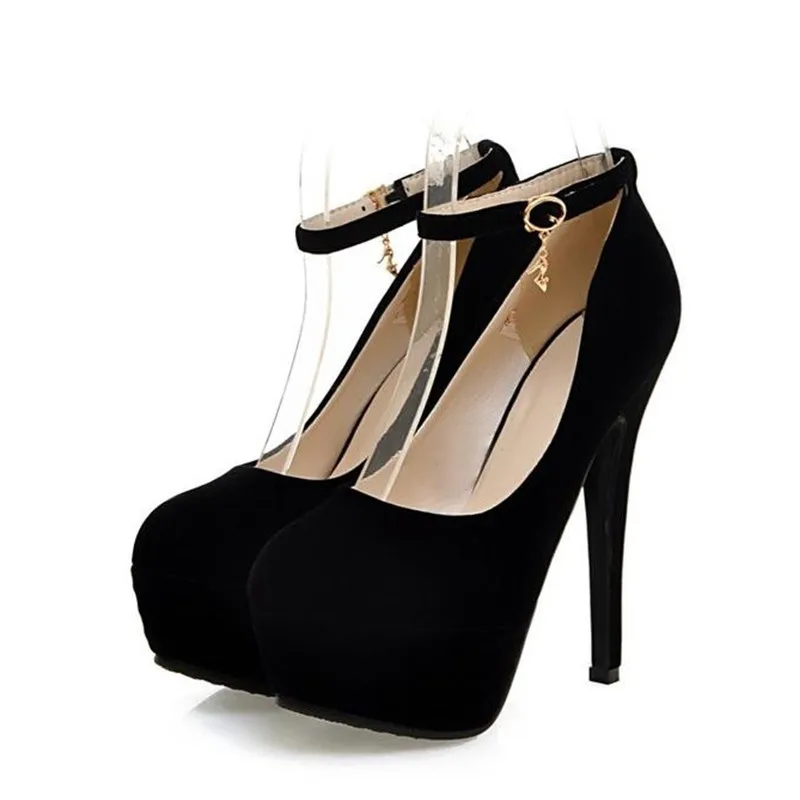 Chaussures de printemps et d'automne pour femmes, nouveau modèle de mode, tête ronde, noir, sexy, talons Super hauts de 14CM, imperméables, pour banquet, mariage, taille 34 à 43