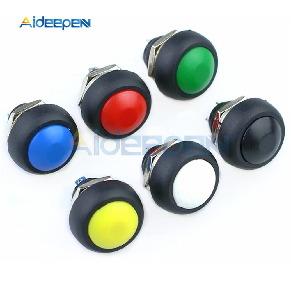 1Pcs 2Pin Mini Switch 12mm 1A waterproof switch pbs33b 12v momentary Push button Switch reset Non-locking pbs-33b