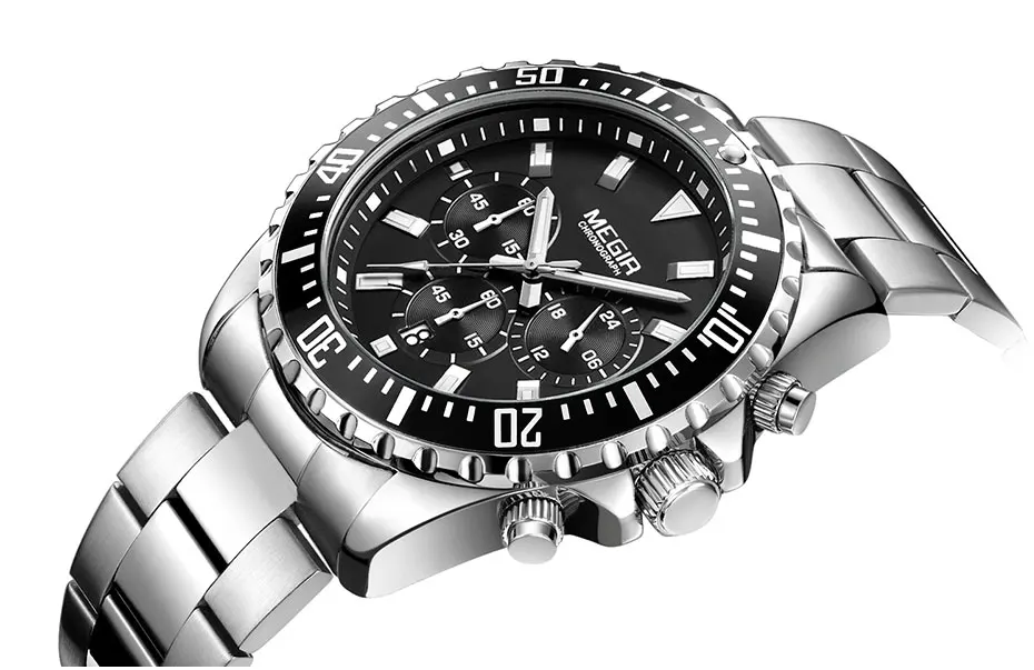 MEGIR Orologio da polso da uomo in silicone Hardlex impermeabile luminoso cronografo data analogico al quarzo, Blu, Cinturino MEGIR Orologio da polso da uomo in silicone Hardlex impermeabile luminoso cronografo data analogico al quarzo, Blu, Cinturino