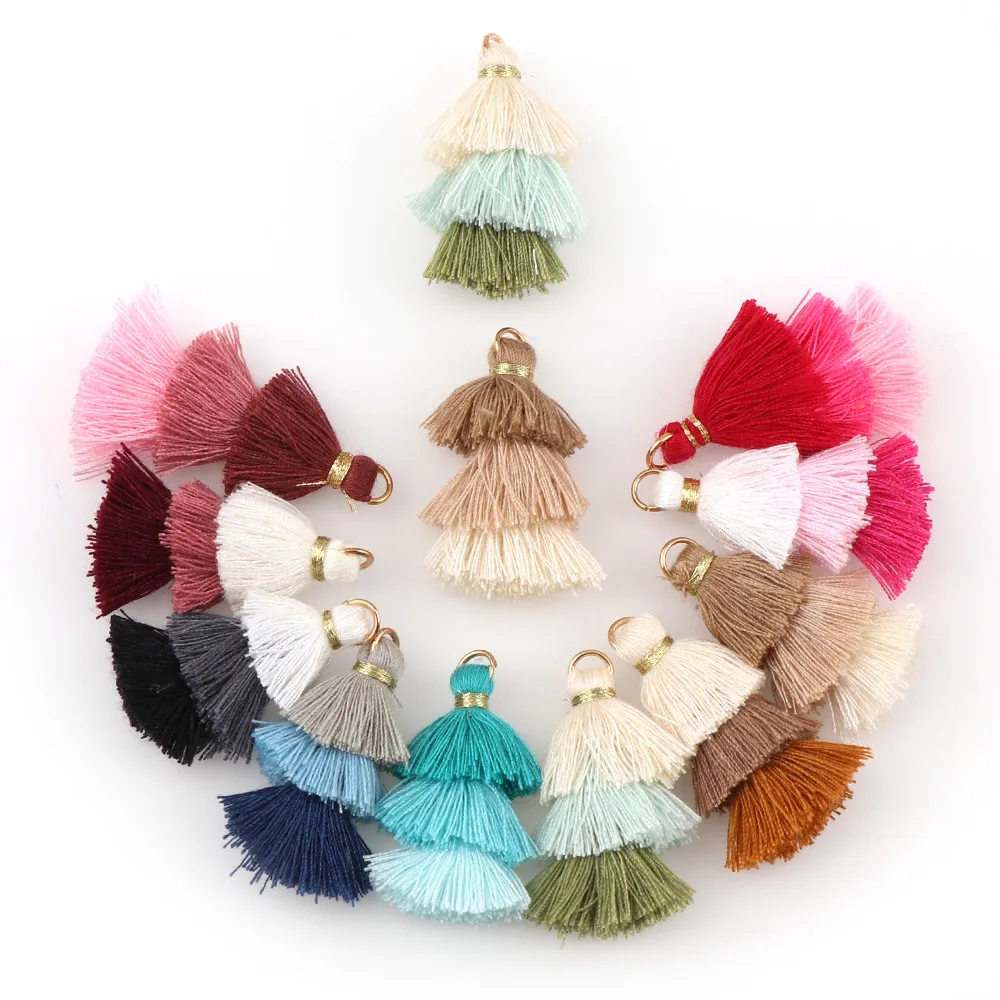 

6 Pieces 3 Layered Tassel Drop Earring Pendant Charm For KeyChain DIY Jewelry Apparel Making Height 4cm