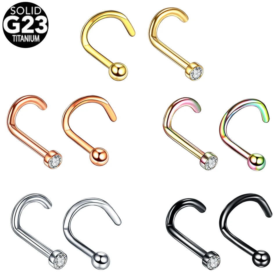 Implant Titanium Nose Piercings 18G 20G Black Screw Nose Ring Nostril Piercings Nariz Stud Earrings Body Jewelry Piercing Women