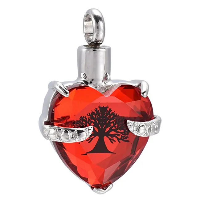 

IJD9790 7 Colors Heart Crystal Cremation URN Necklace for Ashes Jewelry Memorial Keepsake Pendant Of Loved Loves