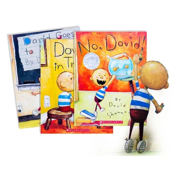 3 Stile David Shannon Bücher kein David,David gerät in Schwierigkeiten Englisch kognitives Bilderbuch Kinder Kinder Geschichte Buch