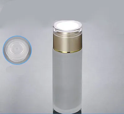 

50pcs wholesale 4 ounce frost glass container with gold lid lotion toner bottle , empty Cosmetic Packaging 120ml glass bottle