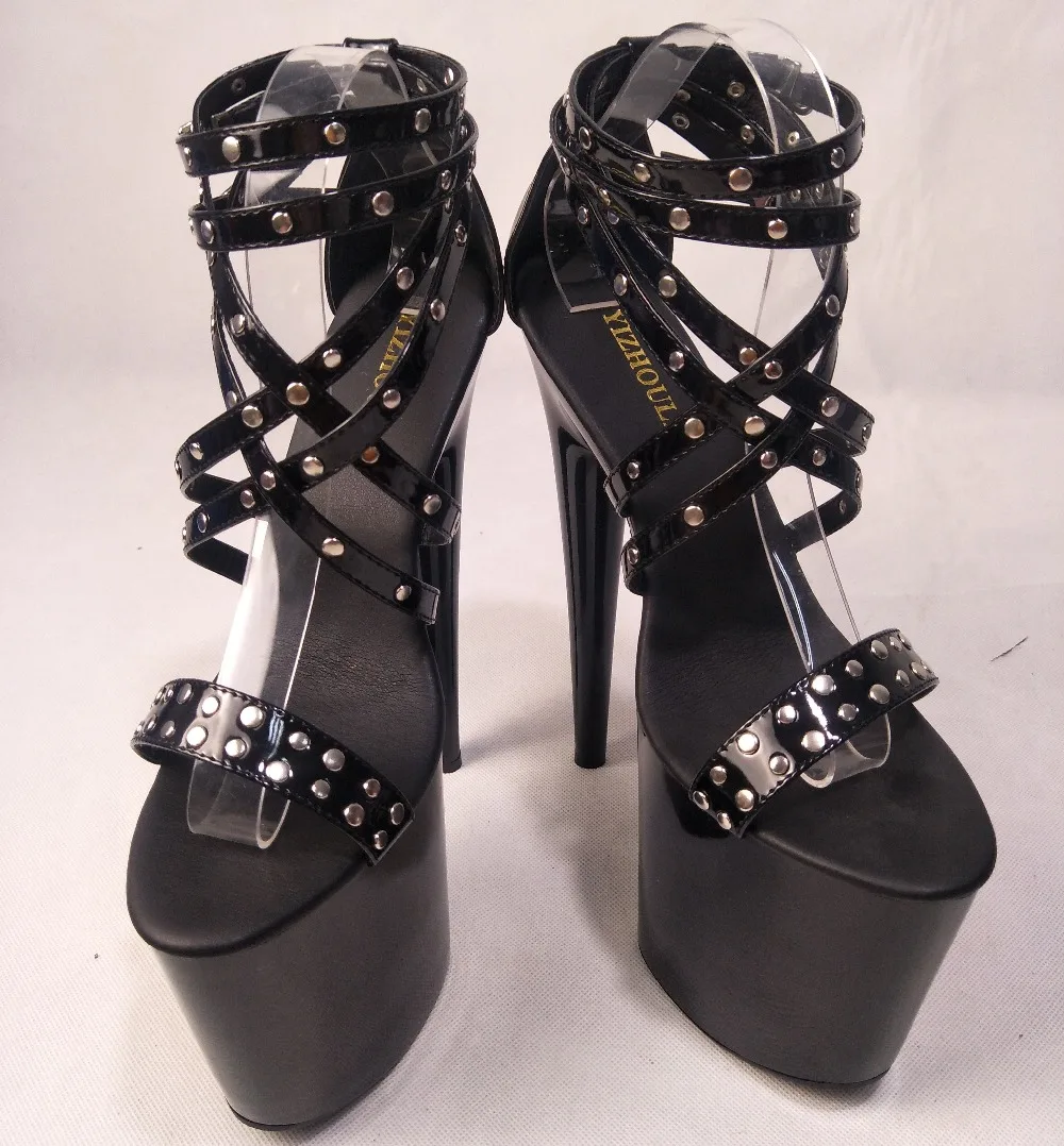 20cm black wedding sandals 8 inches high heels open-toed shoes platform of fashionable women high heels pump sexy sandals