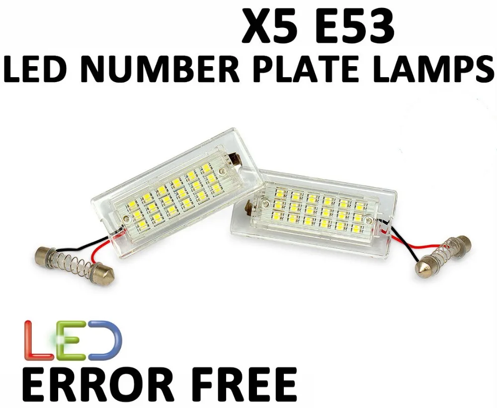 2Pcs Xenon White LED registration number plate light Lamps For X5 E53 (1999-2006)