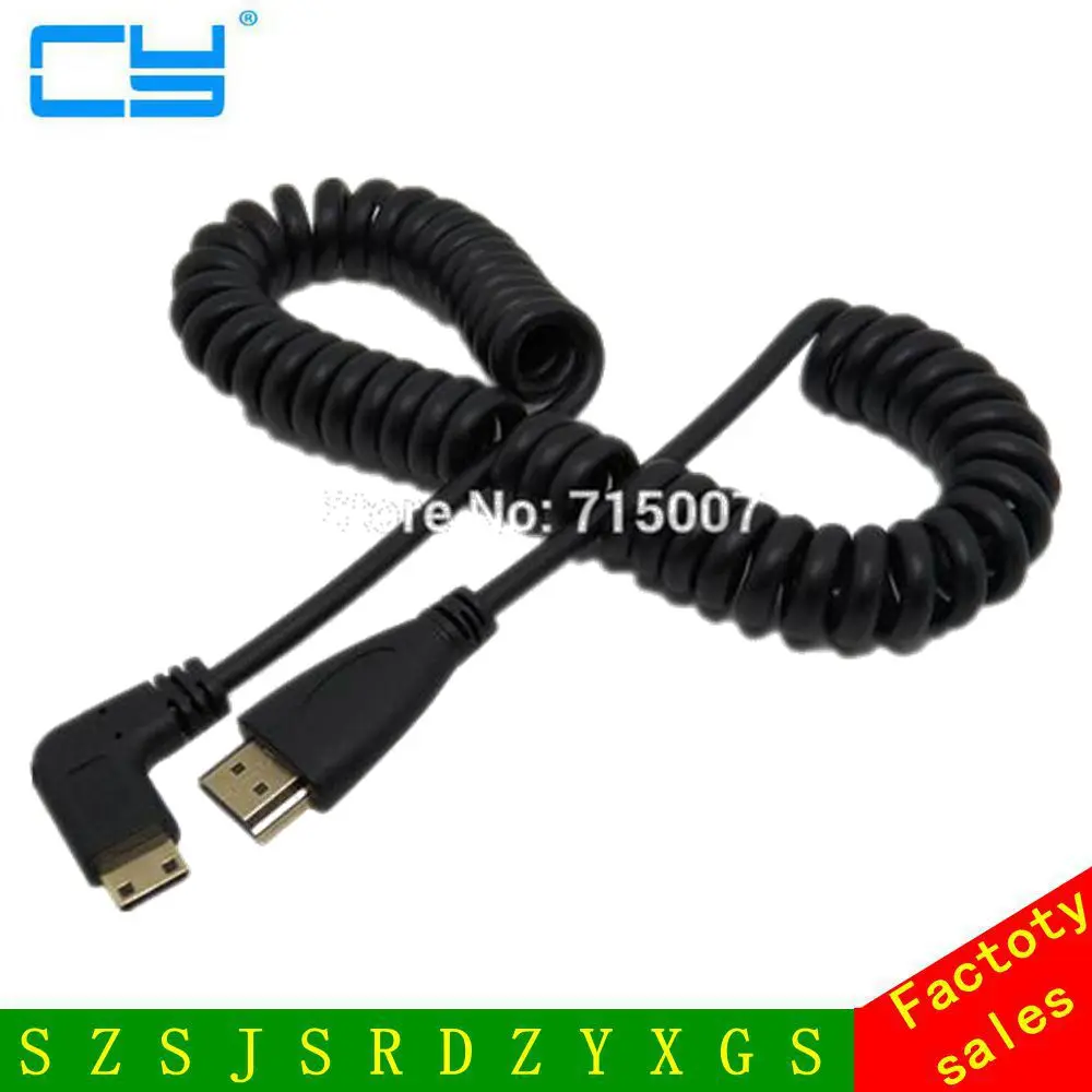 

HD-compatible Male to Mini HDTV-compatible Spring Curl Coiled Cable V1.4 3D for Sony Canon Camcorder