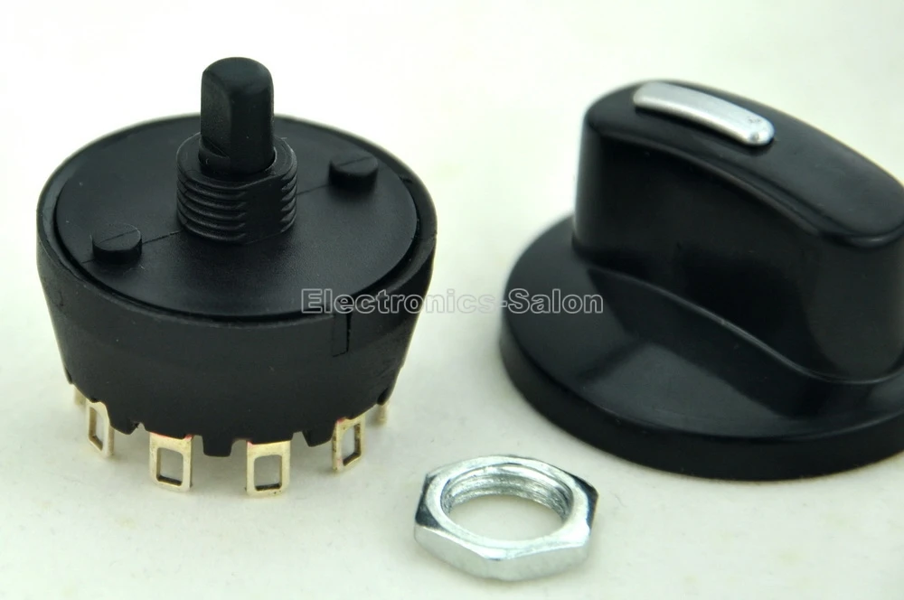 ( 50 pcs/lot ) SP6T 8A/250V 1 Pole 6 Way Rotary Switch, with Knob.