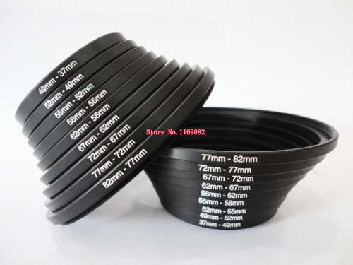 Lens Filter Step up + Step down Rings set 18pcs 37mm-82mm + 82mm-37mm For DSLR camera