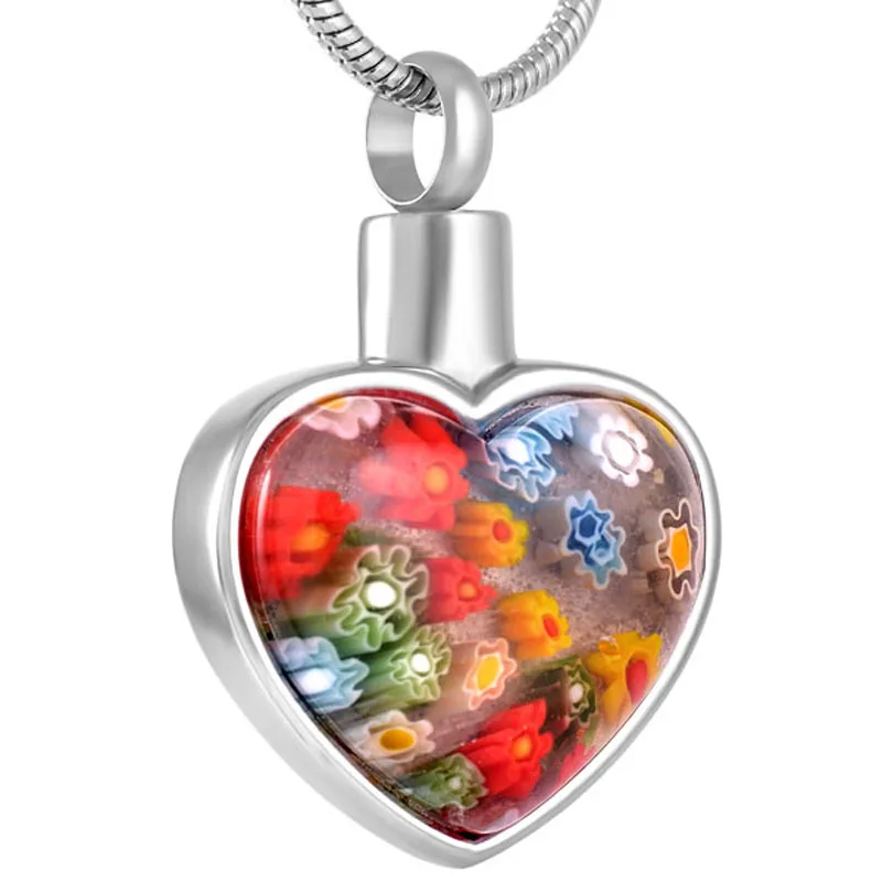 

CMJ8427 Stainless Steel Cremation Jewelry Millefiori Glass Urn Pendant Necklace Ash Lockets - Memorial Jewelry