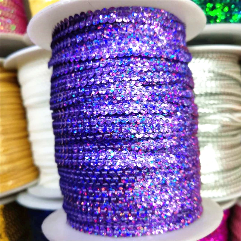 10 Yards 3mm Sequins Trim Scrapbooking Sewing For Crafts Paillette Ribbon Flake String Spangle DIY Clothing