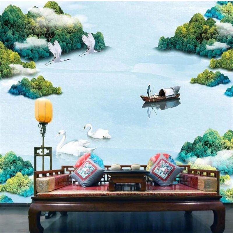 

wellyu wall papers home decor Custom wallpaper New Chinese modern minimalist abstract ink landscape background wall behang