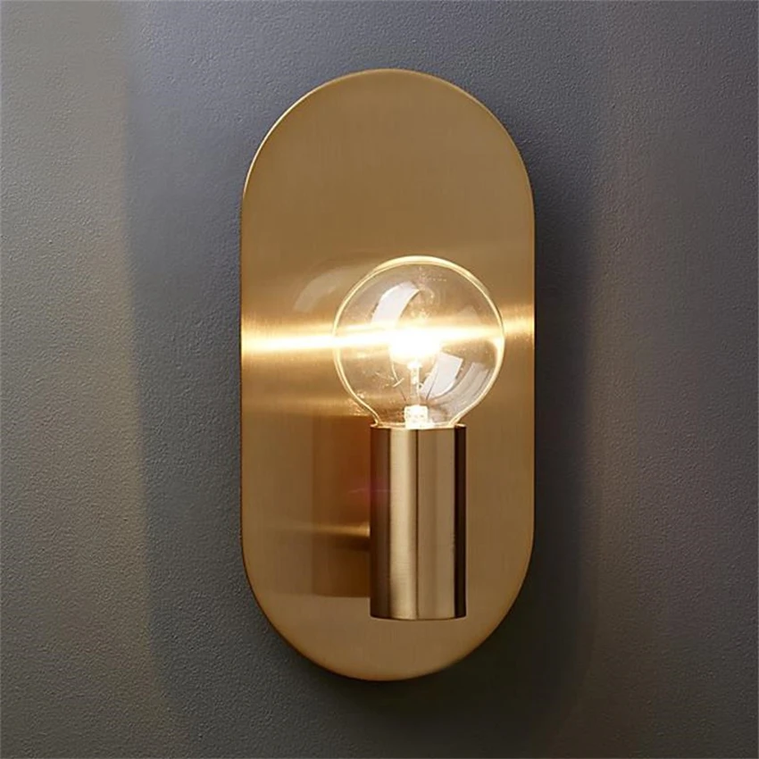 

Nordic Copper Elliptical Wall Lamps Living Room Bedroom Bedside Wall Lights Corridor Mirror Headlights Modern Brass Fixtures