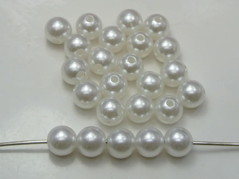 

100 Pure White Plastic Faux Pearl Round Beads 12mm Imitation Pearl