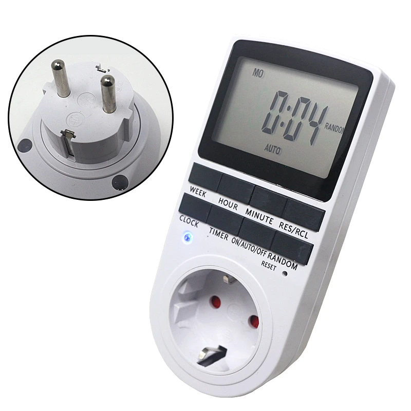 EU BR UK FR Plug-in Programmable Timer Switch Socket with Random Function 230V 50Hz Kitchen Timer Socket Timing Switch