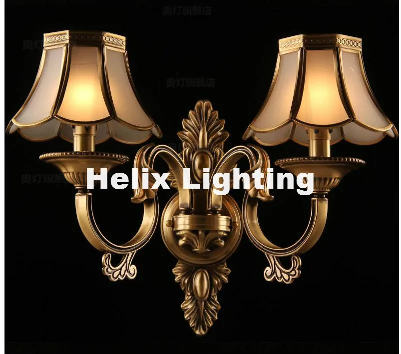 Free Shipping European Classical Luxury Bronze Copper Art Outdoor Wall Lamp for Bedroom aisle Living room Corridor Garden Lamp