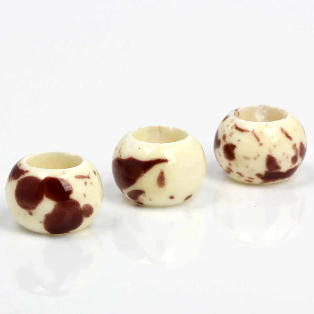 OlingArt 16*12mm 6pcs/lot Leather clasps brown Ceramic Large round hole beads New Hot Sale DIY Jewelry making