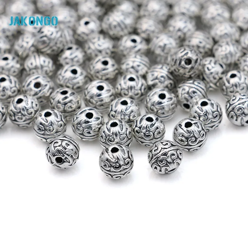 20Pcs Spacer Beads Antique Silver Plated Loose Beads for Jewelry Making Bracelet Accessories Handmade Craft 7mm