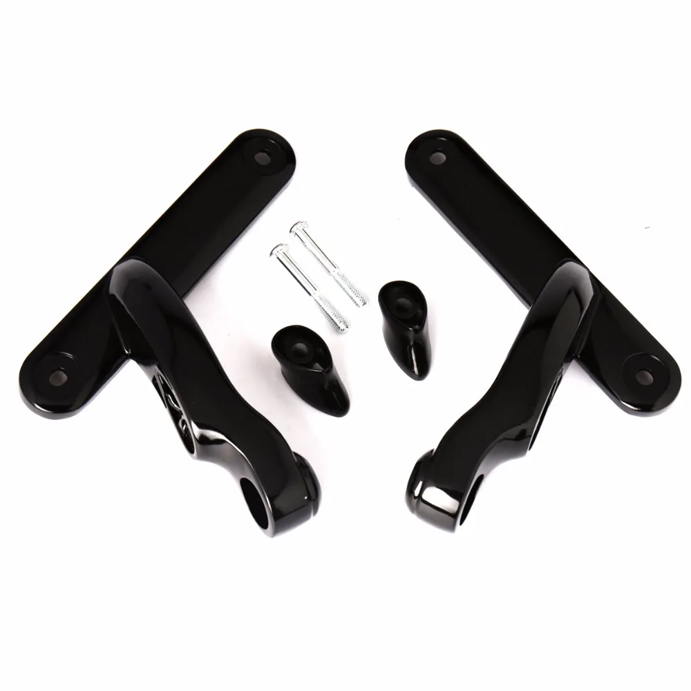 Gloss Black Auxiliary Lighting Brackets Kit For Harley Street Glide Road King FLHR FLHX 2006-2013 14 15 16 17 18 19 20 21 22 23