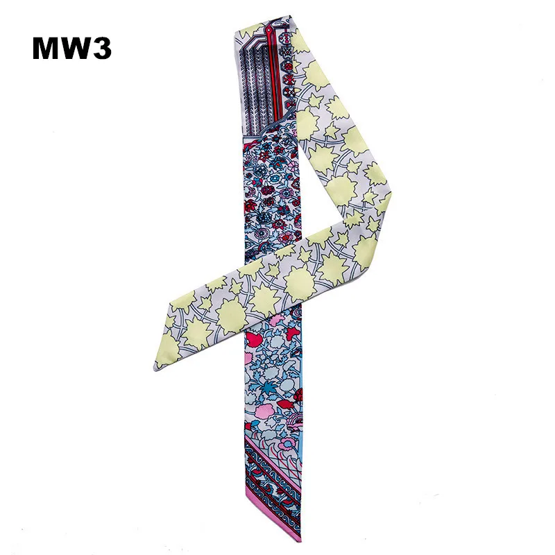 Bag Scarf 2023 New Hot Geometric Print Women Silk Scarf Small Bag Ribbon Female Headband Fashion Head Scarf Long Scarves & Wraps