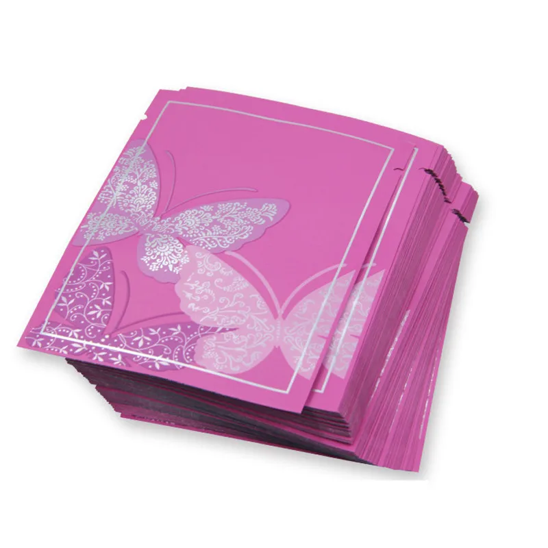 100pcs Elegant Matt Butterfly Open Top Aluminizing Bag Heat Sealing Bag Facial Mask Powder Gift Herbal Packaging Bag