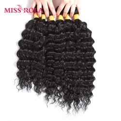 Miss Rola 1B# Black Synthetic Rose Wave Hair Extensions 6pcs/Pack Kanekalon Fiber Wavy Weave for Women 14-18 inch Weaving