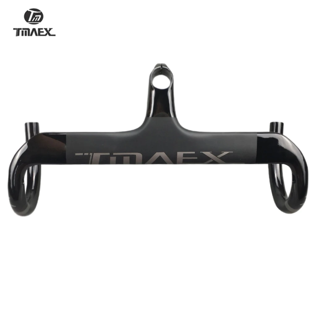 TMAEX-Full Carbon Handlebar, Road Bicycle Handlebar, Stem, Carbon Fiber, Integrated Handlebar, Silver Matte, Bicycle Parts, New