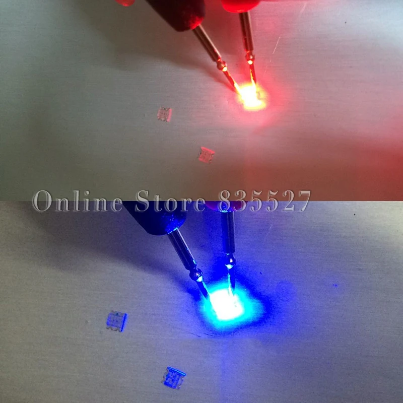 100pcs lamp beads 3227 1206 1209 reverse side stick SMD Light facing down Red + Blue two double colour light-emitting diode LED