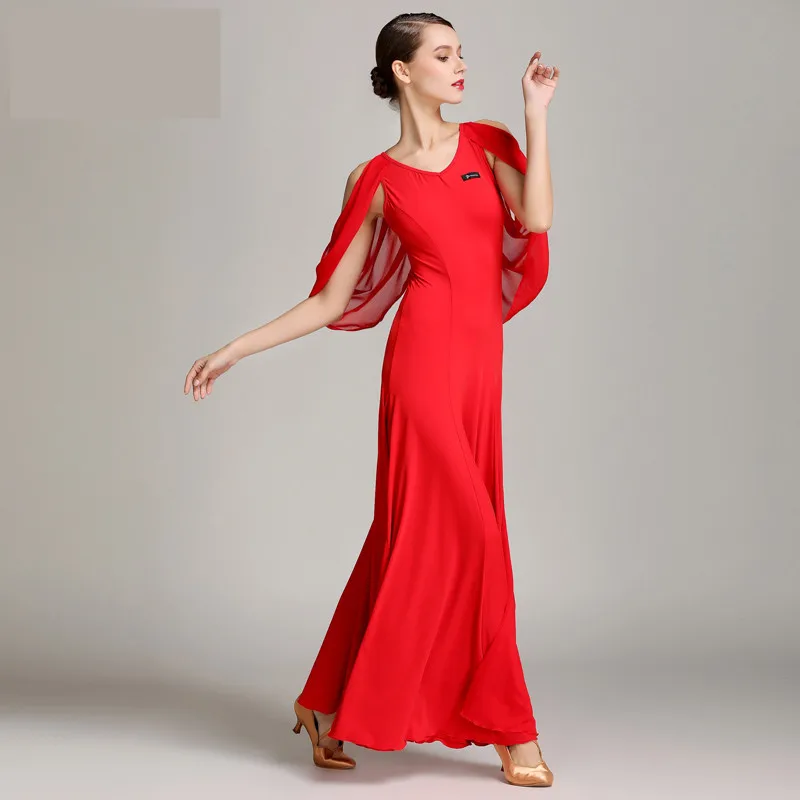 New style red Fashion lady ballroom Dance Dress black Performance Competition Dresses Woman Waltz Tango Dance Skirt