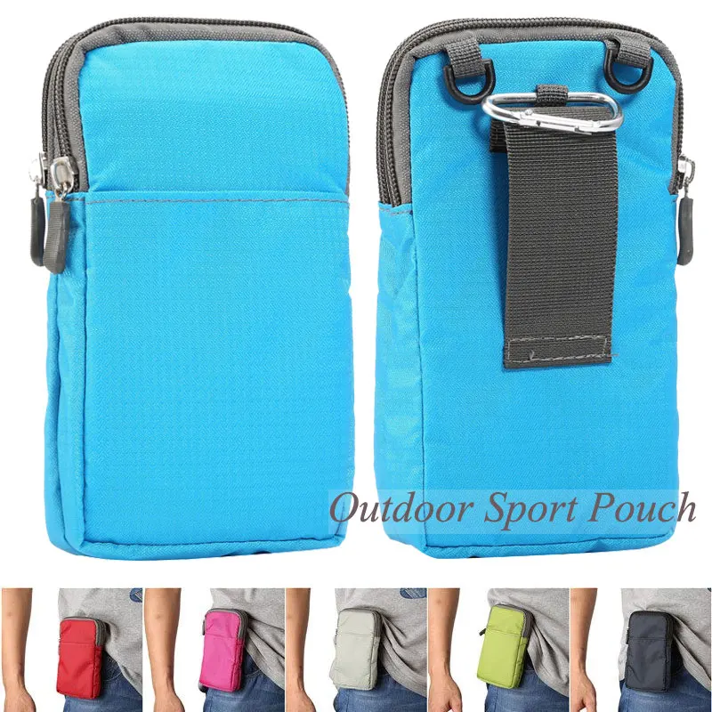 Outdoor 3 Pockets 2 Zippers Universal Phone Pouch Wallet Belt Clip Bag for iPhone4 4s 5s SE 6 6s 7 7 plus Case Below 6.0 inch