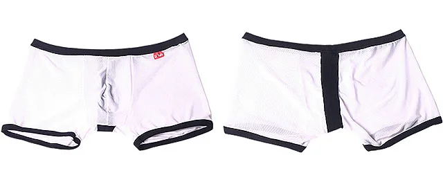 Sexy Men Underwear Breathable Mesh Transparent Boxer Shorts Man Mid-waist U Convex Pouch Underpants Cueca calzoncillos M-XL