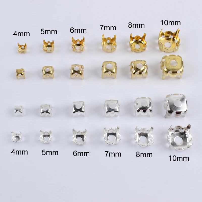 Sew on Empty Claw Fashion Silver/Gold Metal With Open Back Round 4mm-10mm Sew on Rhinestones Claw setting For DIY Fancy stones