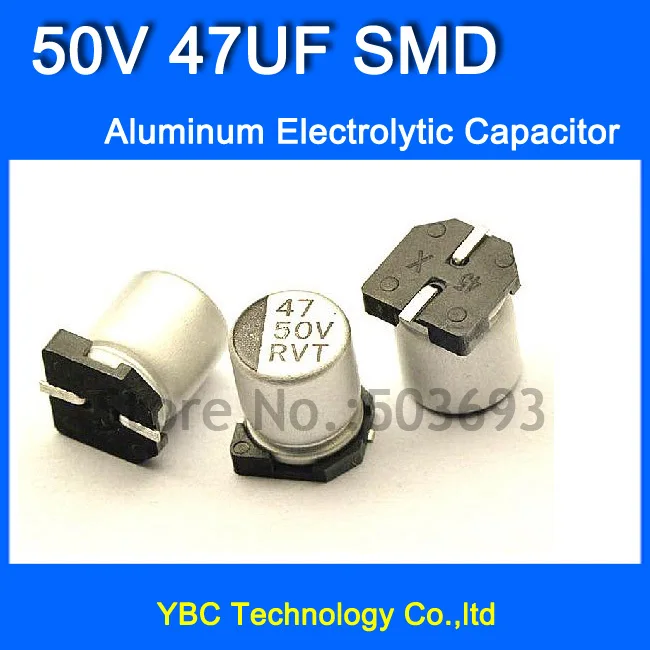 

Free Shipping 100pcs/lot 50V 47UF SMD Aluminum Electrolytic Capacitor 6.3*7.7MM