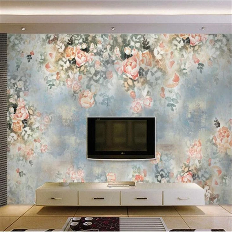 wellyu papel de parede Custom wallpaper 3D mural rose обои background wall Nordic vintage American hand-painted floral wallpaper