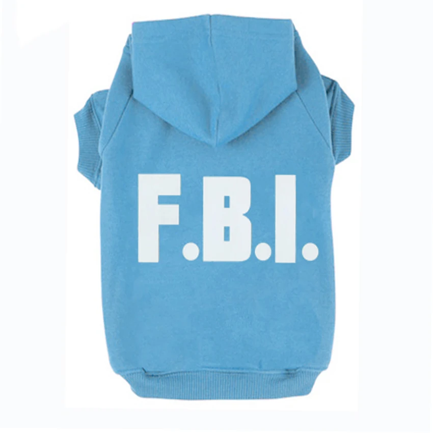 FBI Printed Pet Puppy Dog Clothes Hoodies Jumpers Tracksuits for Chihuahua Teacup Care and Large Dogs