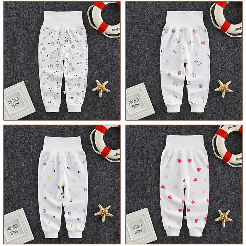 Spring Autumn Baby Clothing Infant Newborn Girls Boys PP Pants High Waist Soft Cotton Cute Print Kids Leggings Children Trousers