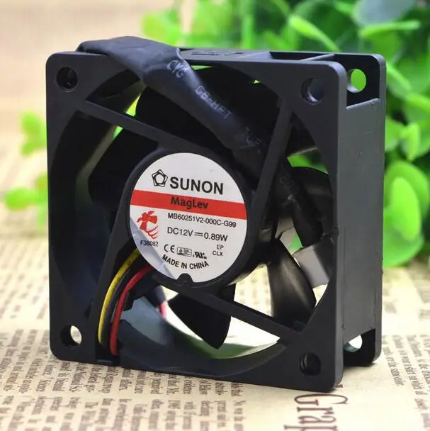 Wholesale:Sunon 60*60*25 MB60251V2-000C-G99 12V  0.89W 6cm 3 line silent cooling fan