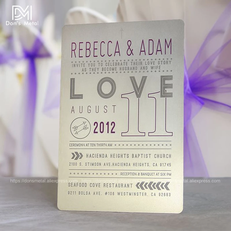 Customized metal invitation letter wedding invitation brand stainless steel business card design and production