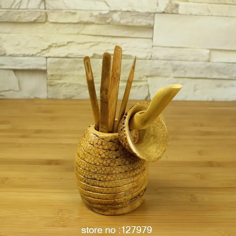 

Natural bamboo root carving tea tools Chinese teaset puer puerh tea kit fittings spoon Needle Knife