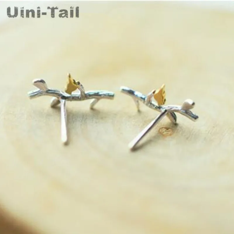 Original design 925 Tibetan silver branch bird earrings wholesale girlfriend ear ornament fresh art style fashion simple gift