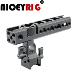 NICEYRIG Camera Cage NATO Top Handle Grip with 15mm Rod Clamp and Cold Shoe Mounts for Sony A6500 Cage/DSLR Cameras/Camcorder