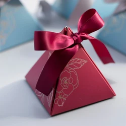 RMTPT 50pcs/lot Triangular Pyramid candy box party favors and gifts gift box wedding gifts for guests wedding decoration