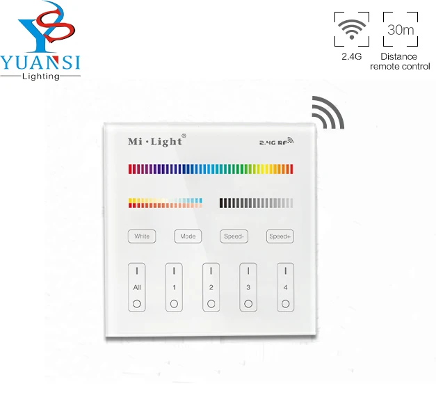 5m/10m/15m/20m 5050 RGBW RGBWW Led Strip Light DC12V+Mi.ight 2.4G RGBW Led Controller+B4 Wall Mount Led Panel Remote