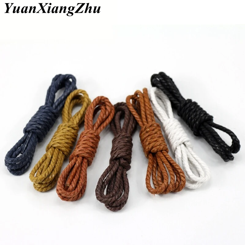 1Pair Casual Leather Shoelaces Waxed Round shoe laces Shoestring Boots Sport Shoes Cord Ropes 60/90/120/150cm P4