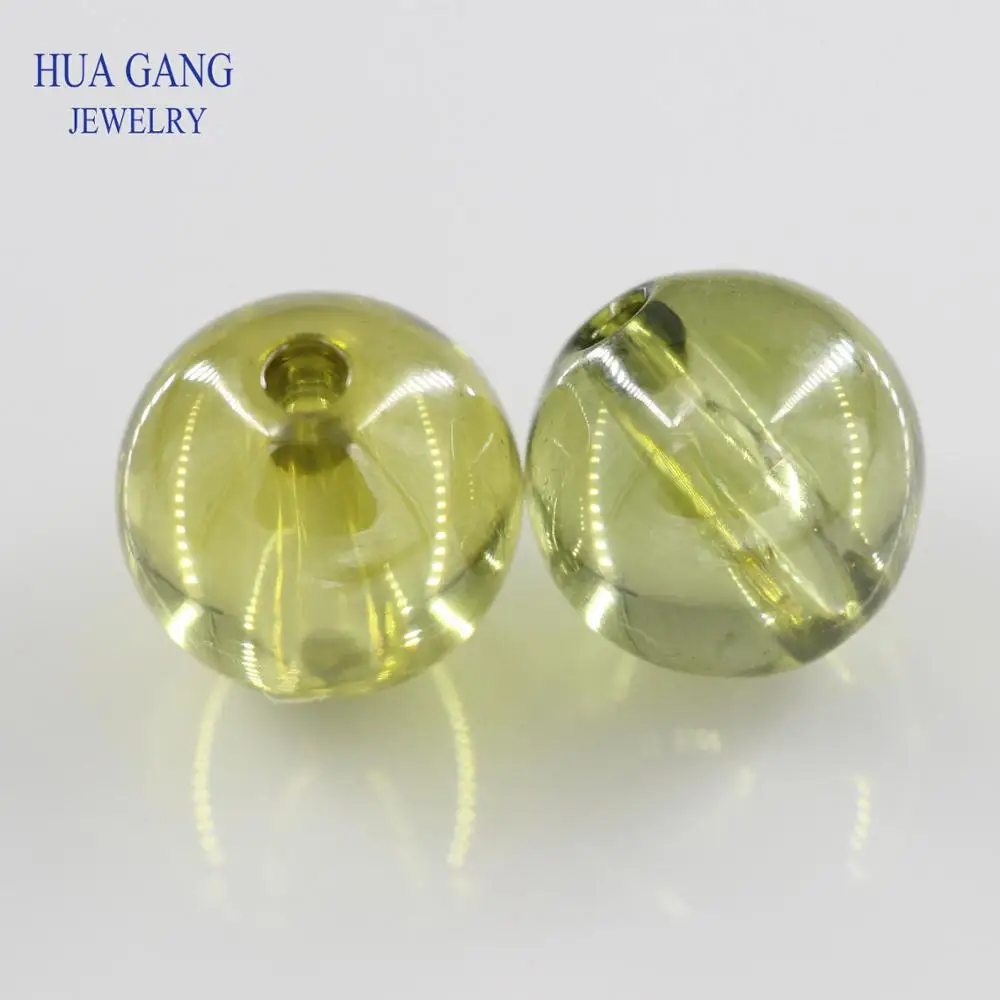 Peridot Foro Rotondo Perle di Zirconia Cubica Taglio Cabochon Gemme Sintetiche Per DIY Del Braccialetto Della Collana Per Monili Che Fanno Accessori