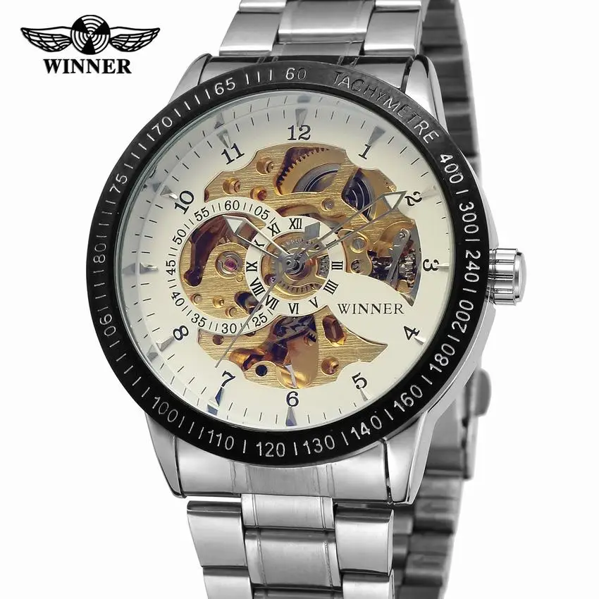 TWINNER Watches Men 2024 Luxury Top Brand Automatic Mechanical Wristwatches Silver Stainless Steel Strap Gold Skeleton Man Clock